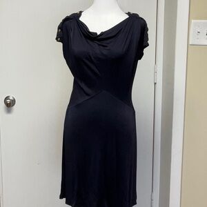 Tory Burch Navy Silk Cowl Neck Dress